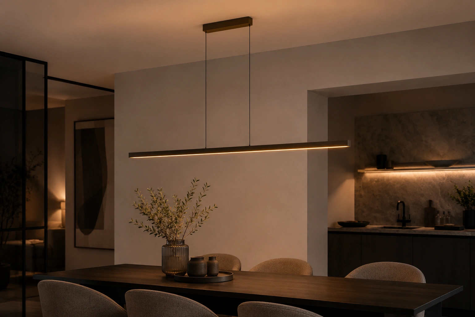 Hanglamp Tindra cacao /brons 160 cm up & down LED - touchdimmer 