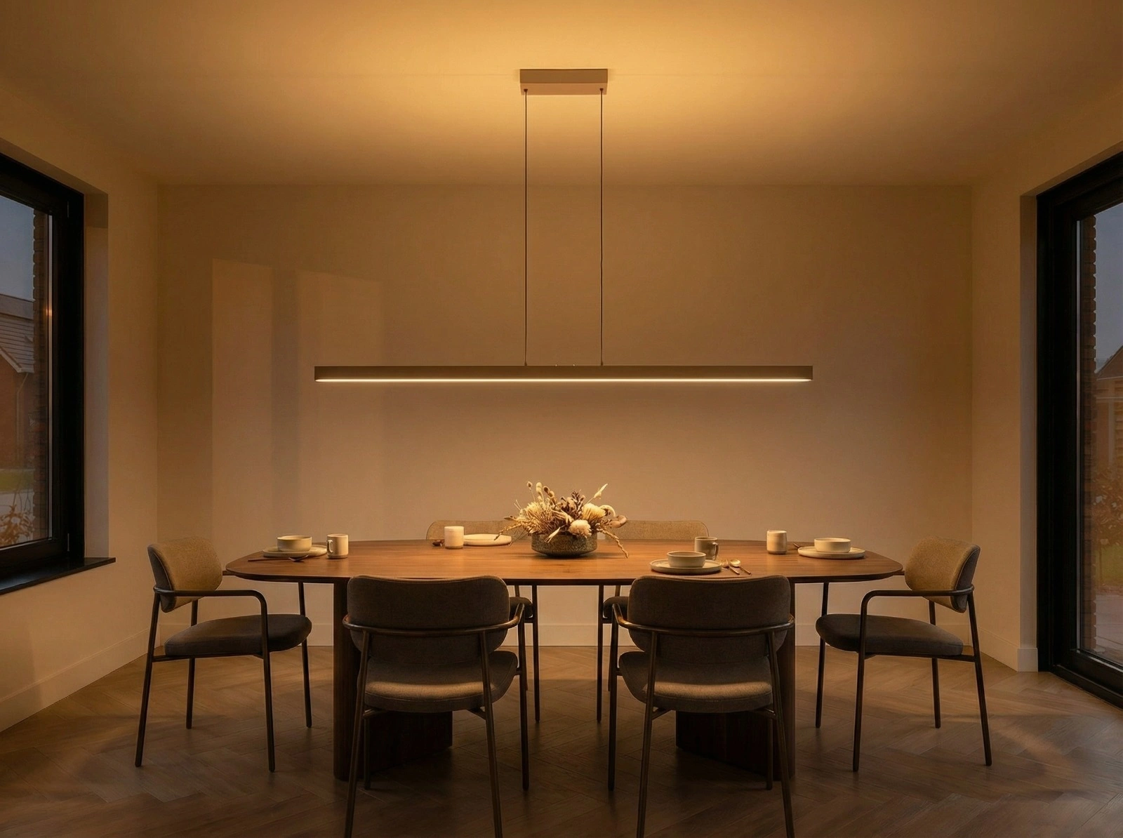 Hanglamp Tindra zand/beige 140 cm up & down LED - touchdimmer 45507