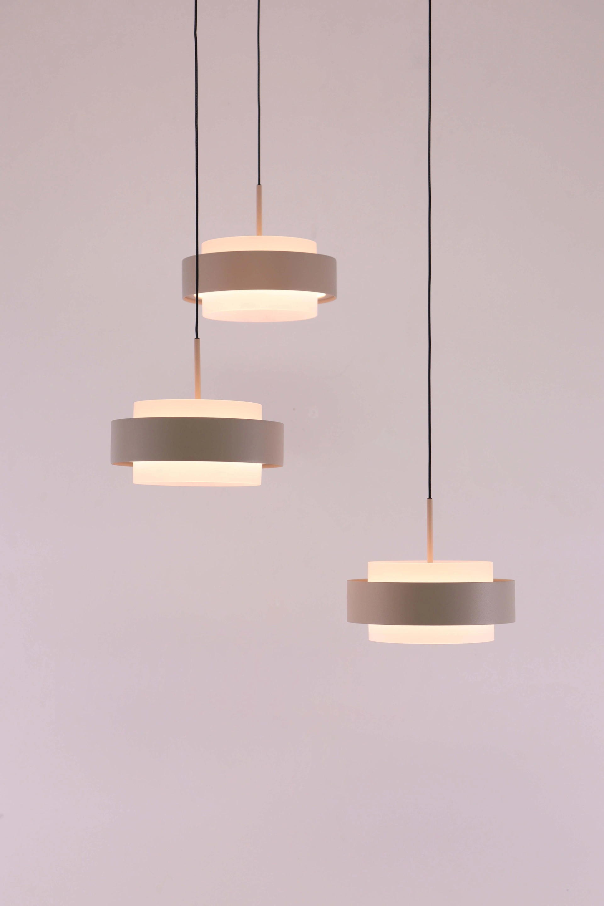 hanglamp rond 3lichts creme - Diameter 33cm - Comfortlift functie  46452