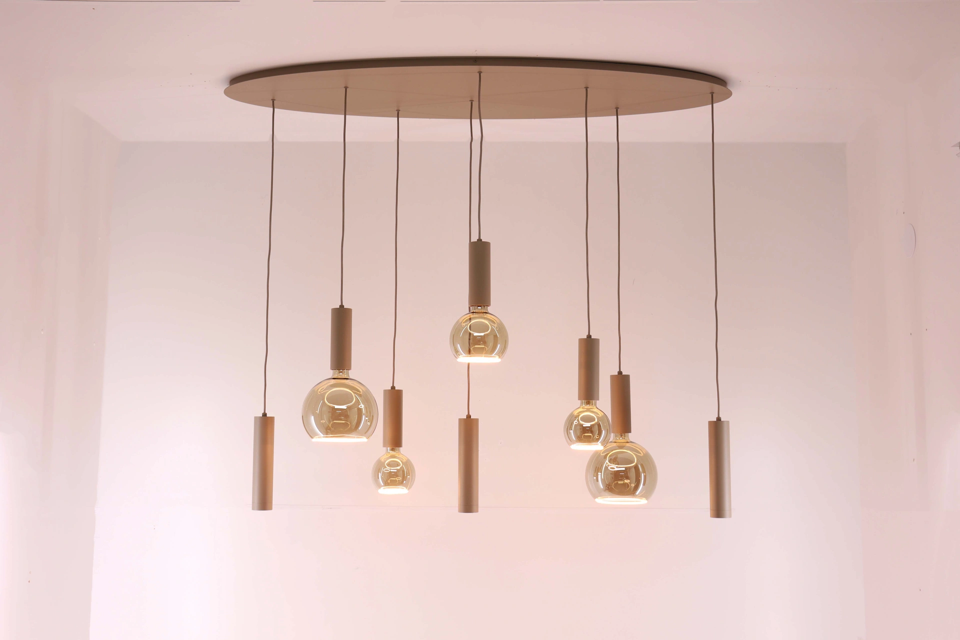 Hanglamp champagne zand 8-lichts 140 cm Segula Floating LED en GU10 spots 50276