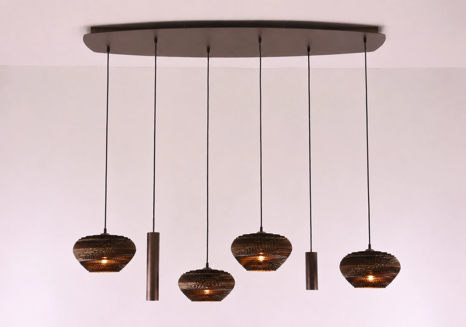 Hanglamp deens ovaal - Cacao - 6 lichts 140cm karton 50287