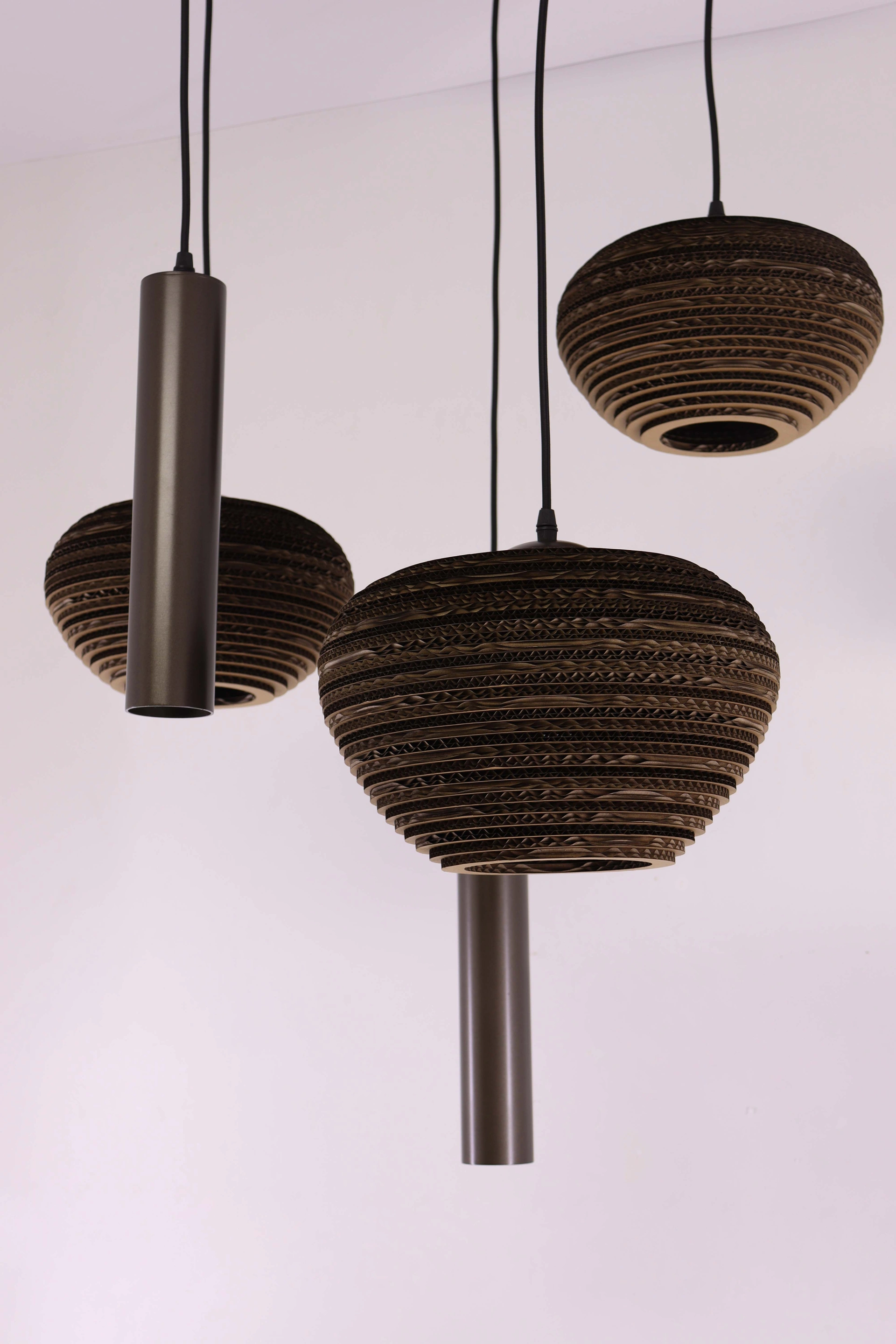 Hanglamp Cacao Bruin 5-lichts – Kartonnen Kappen & Hangkokers – Diameter 70 cm 50292