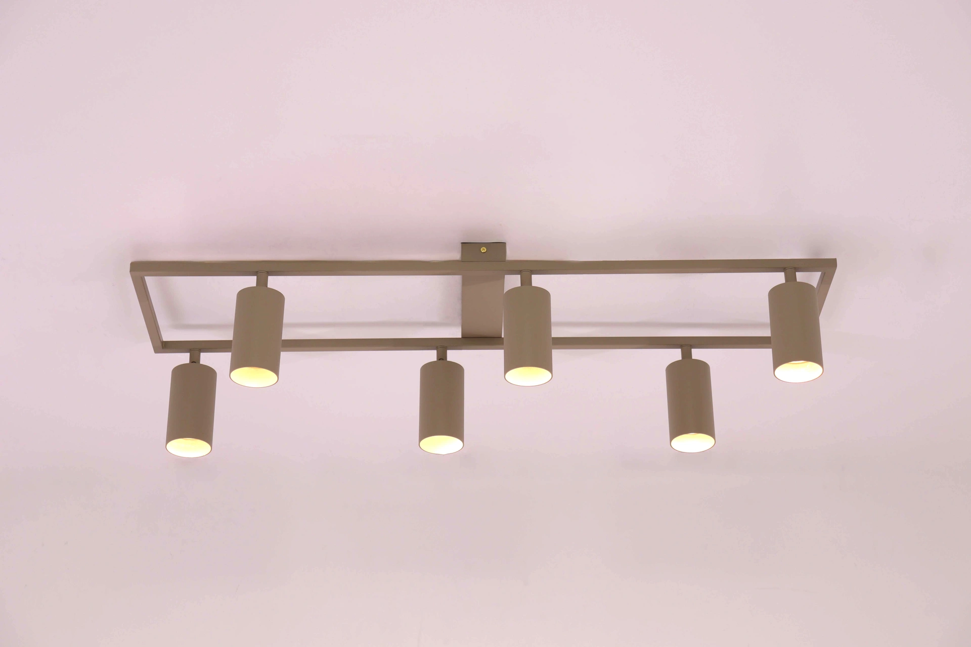 Zandkleurige 6 lichts opbouwspot rechthoek met verstelbare spots lengte 80cm 46776