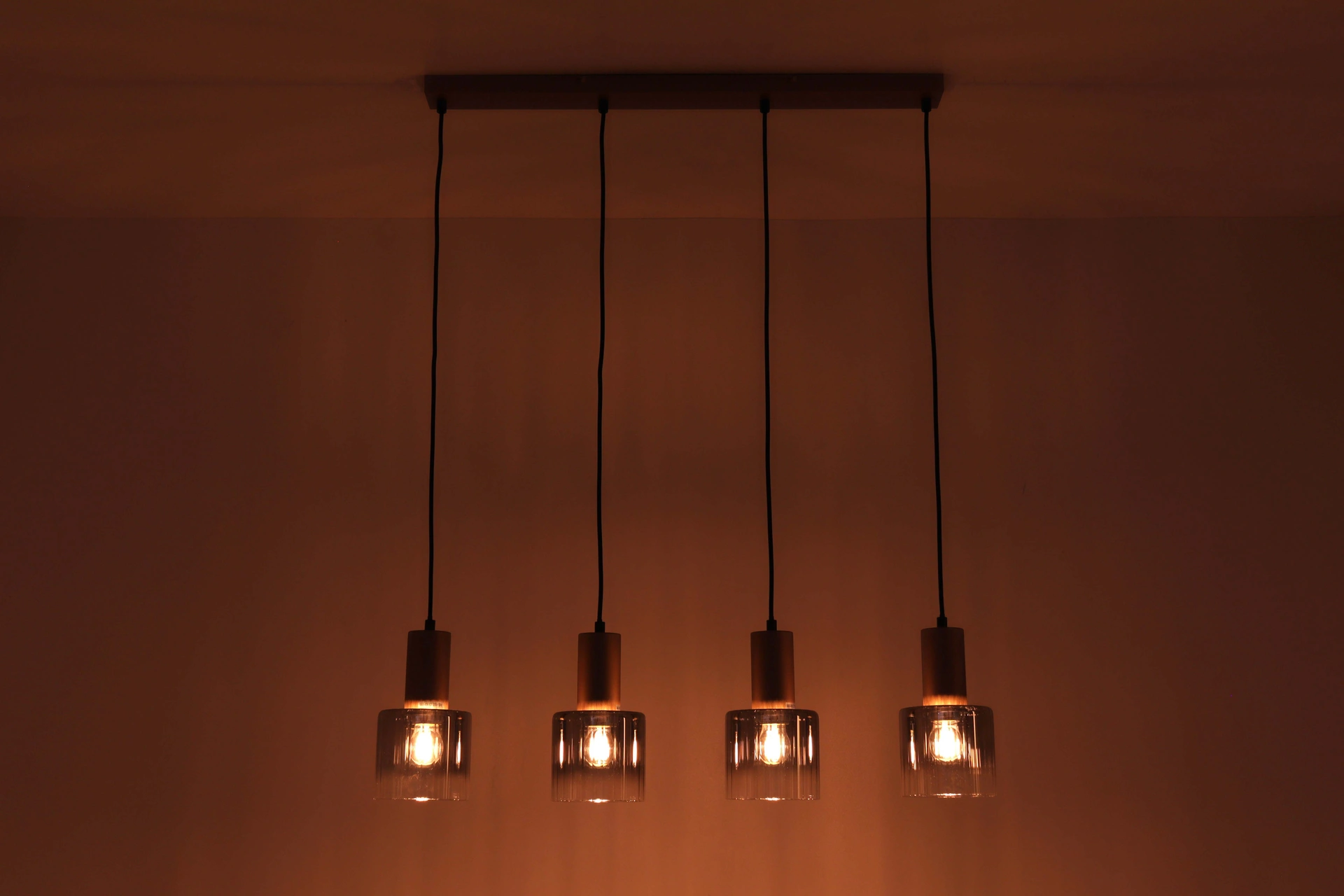 Hanglamp cacao met smoke glas - 4 lichts 80cm 46506