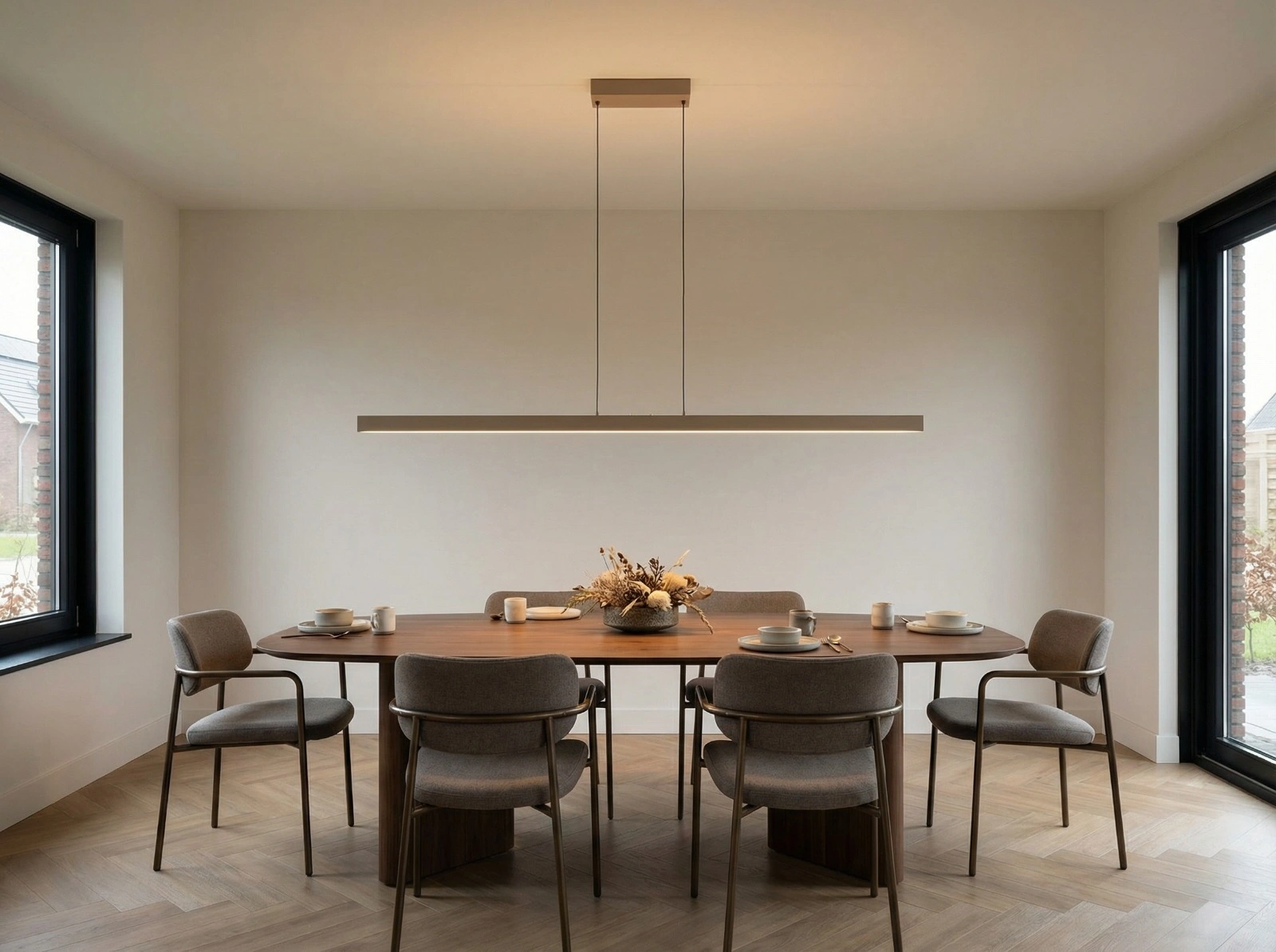 Hanglamp Tindra zand/beige 140 cm up & down LED - touchdimmer 45507