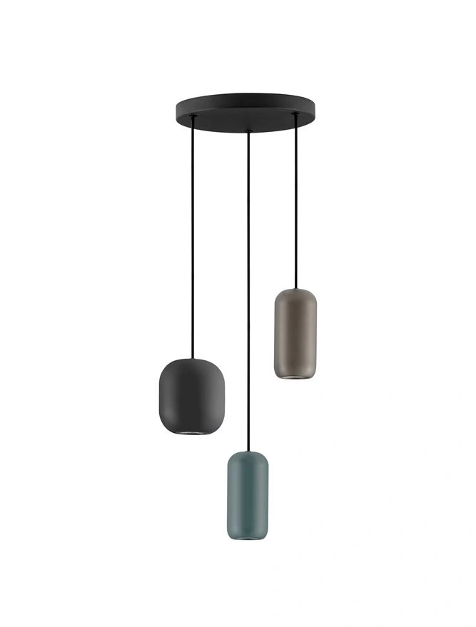 Hanglamp 3-lichts GU10 met organische metalen kappen  SW10530