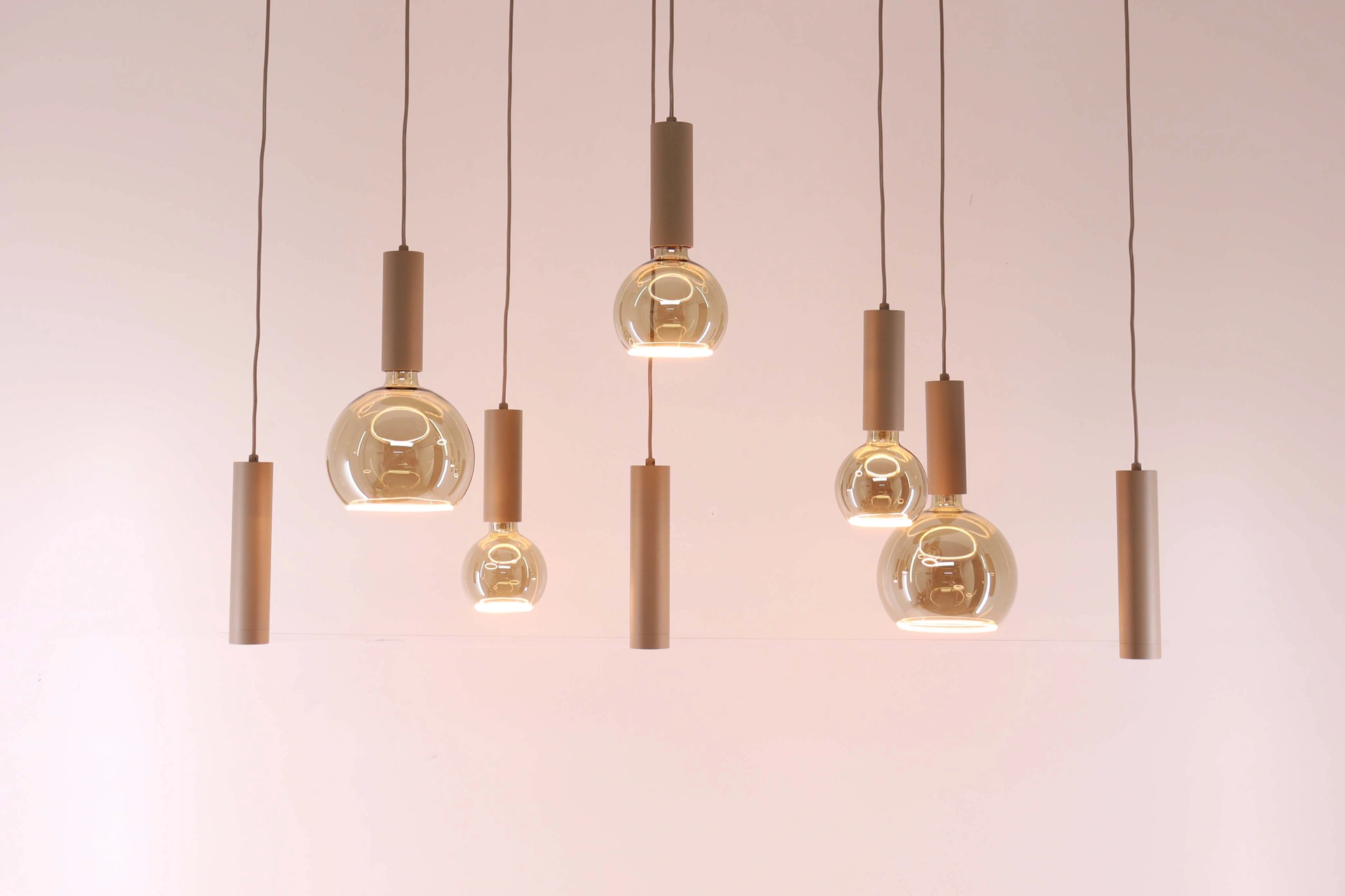 Hanglamp champagne zand 8-lichts 140 cm Segula Floating LED en GU10 spots 50276