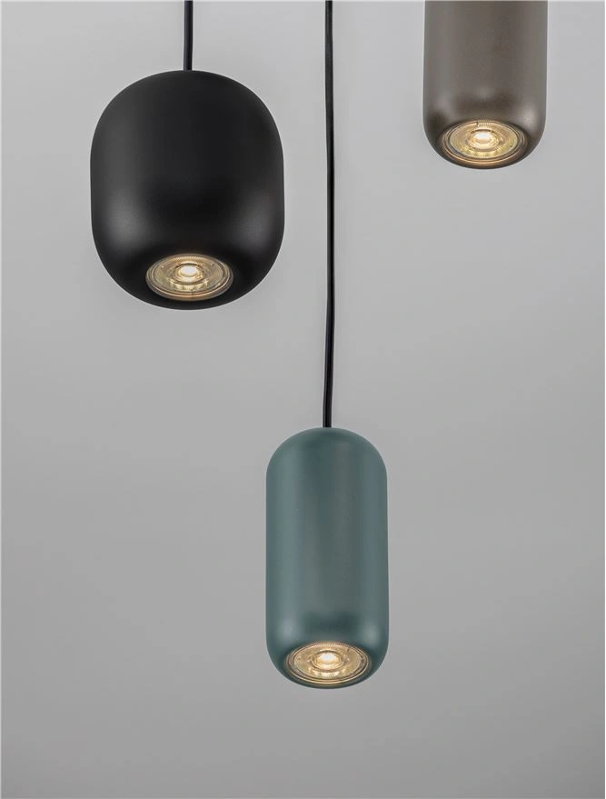 Hanglamp 3-lichts GU10 met organische metalen kappen  SW10530