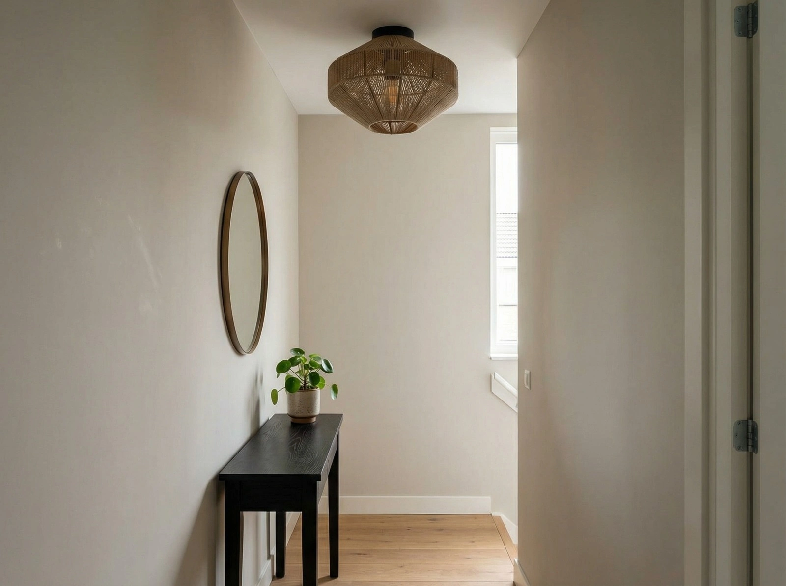 Plafondlamp naturel - touwlamp - zwart - diameter 31cm 44933 PL