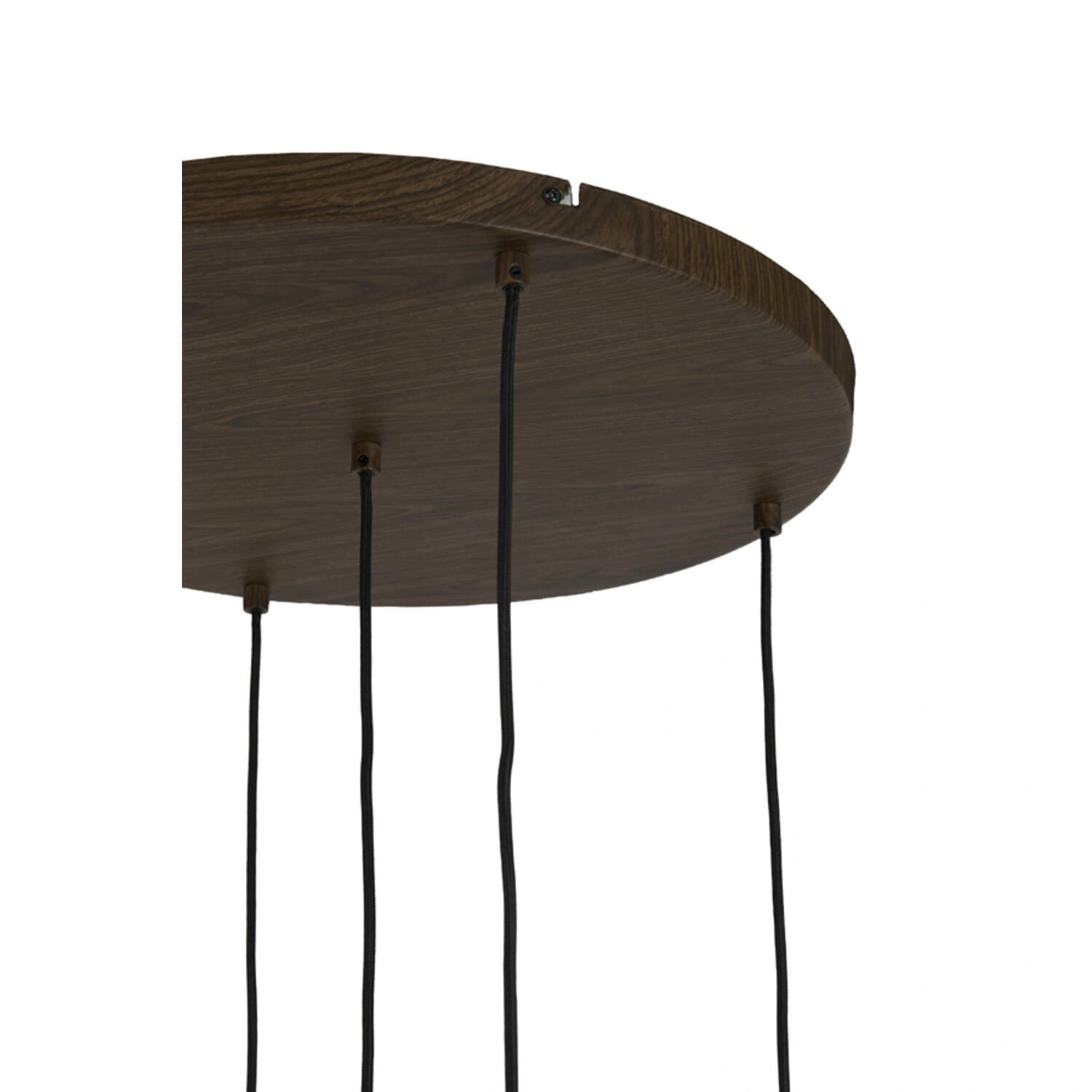 5-lichts Hanglamp Rovena - donkerbruine houtlook met crème touw – Ø50 cm SW10552