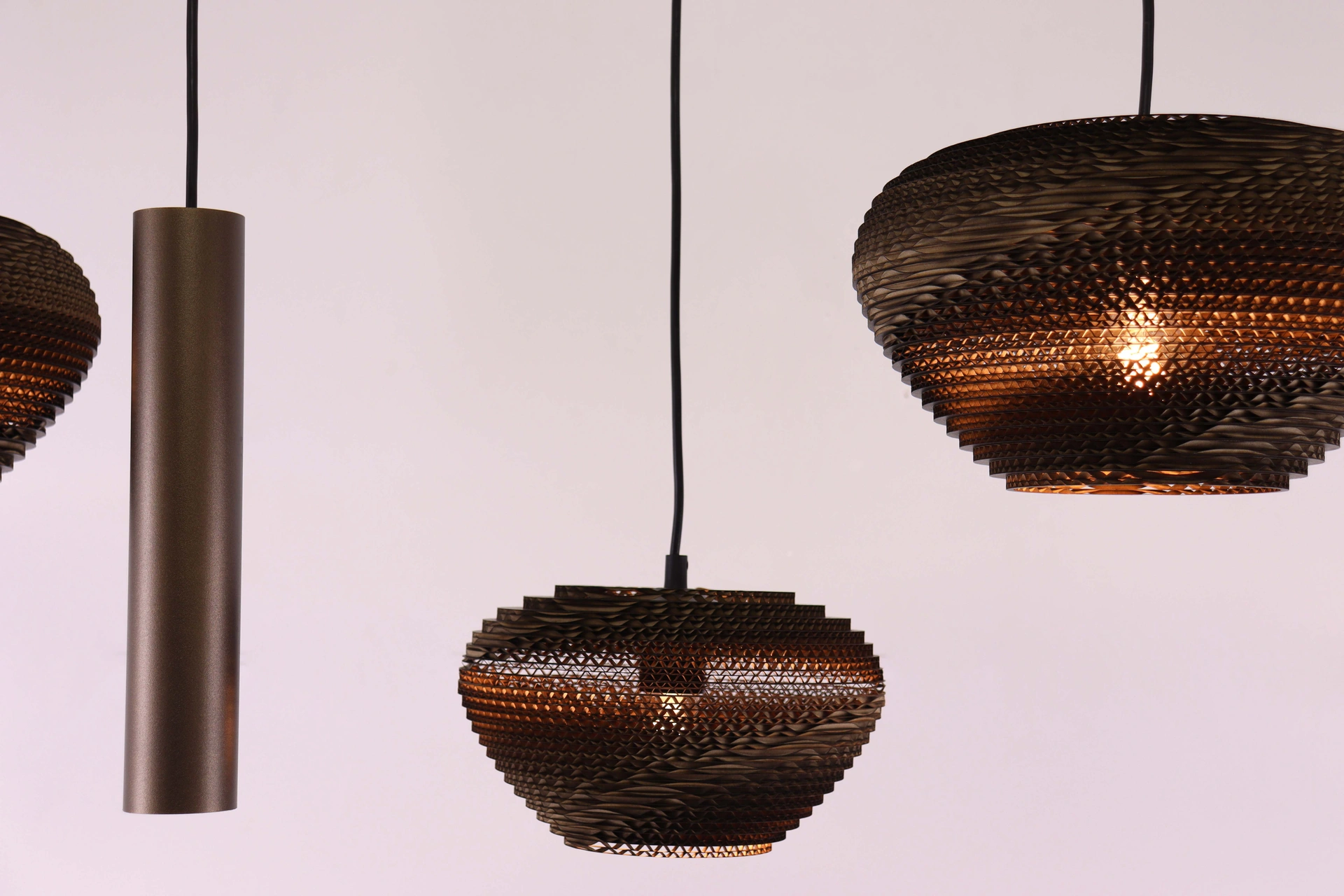 Hanglamp deens ovaal - Cacao think paper karton - 6 lichts 140cm  46546