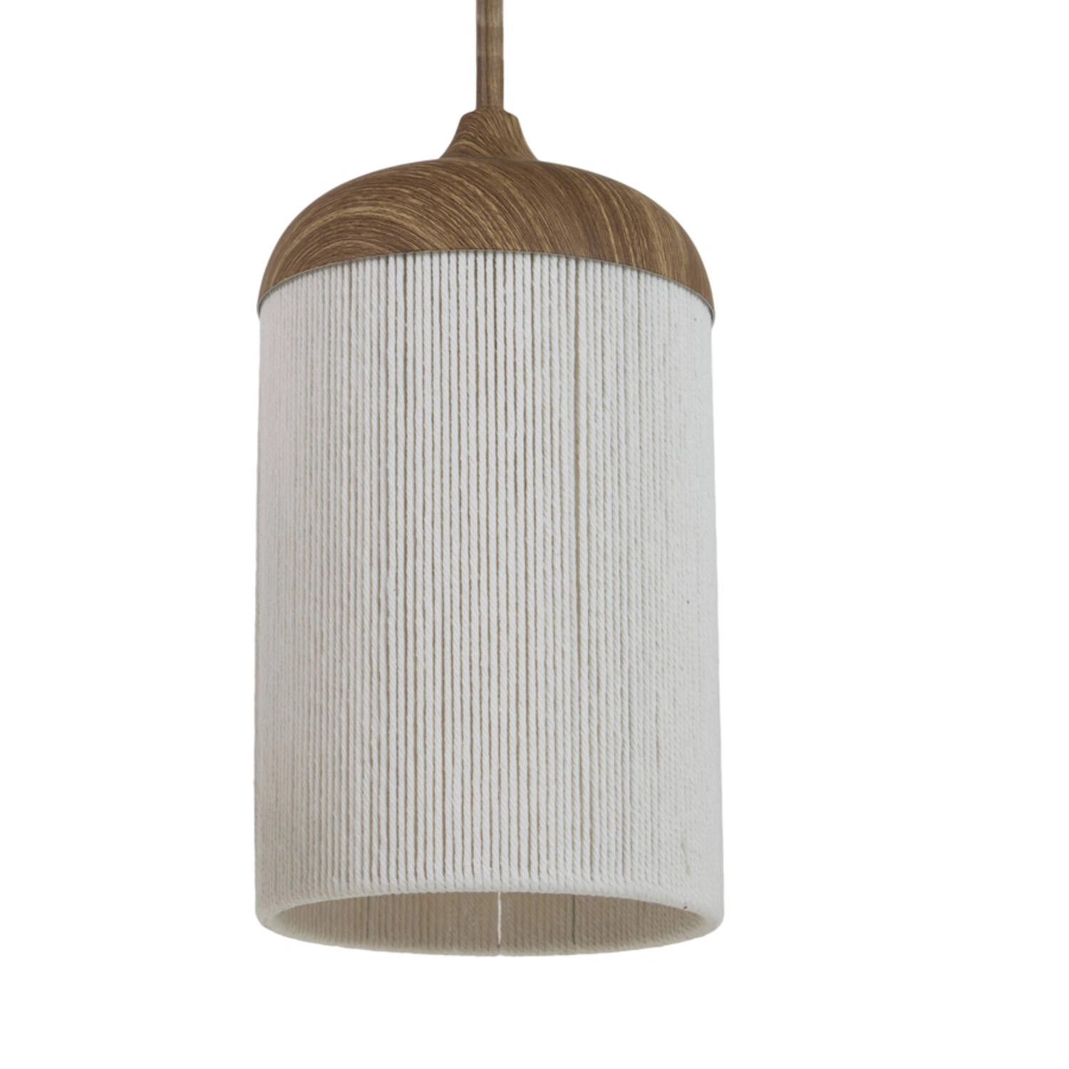 5-lichts Hanglamp Rovena - naturel houtlook met crème touw – 117 cm SW10549