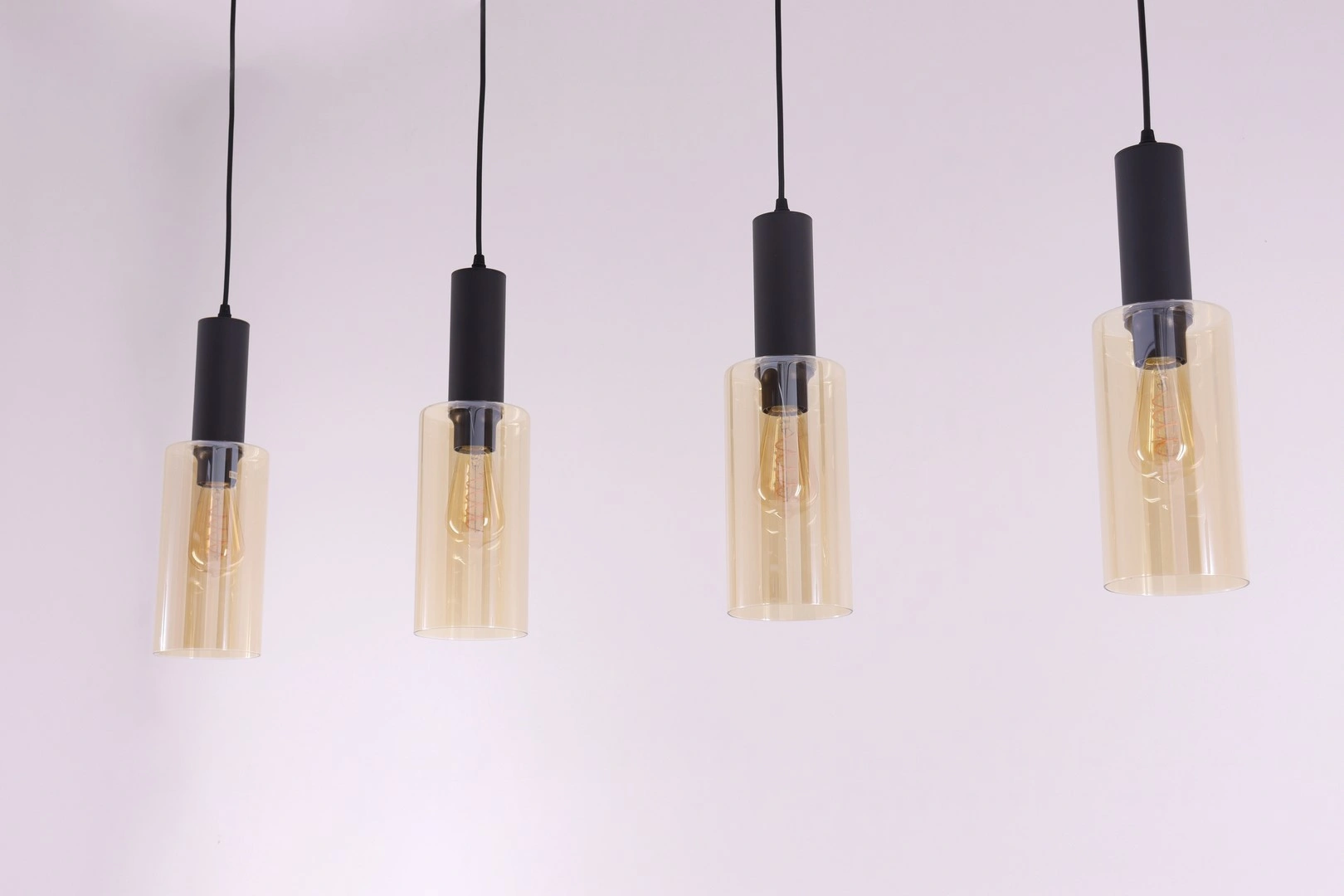 Hanglamp amber glas – 4 x E27 – 120 cm – Embar serie 61127