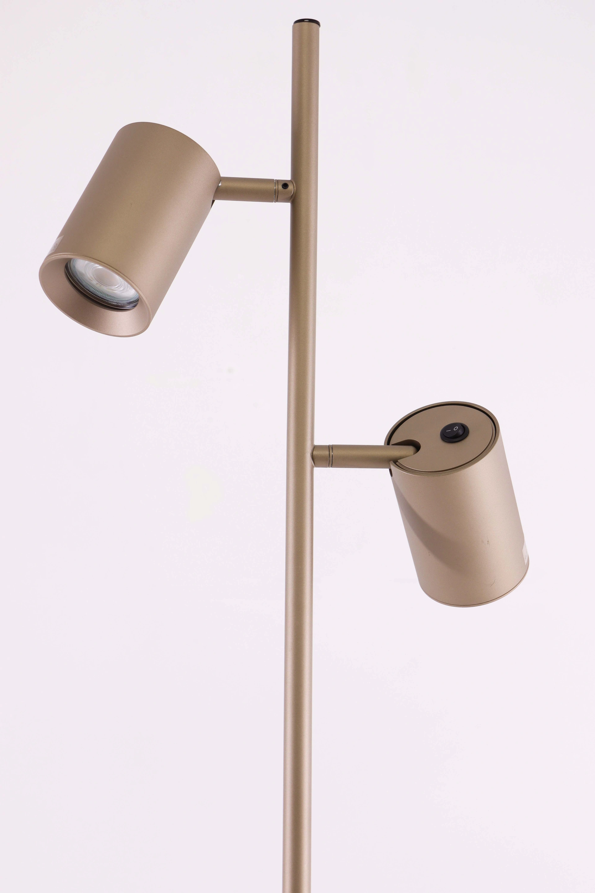 Vloerlamp 2-lichts verstelbare GU10 spots – champagne - Hoogte 150 cm 46502