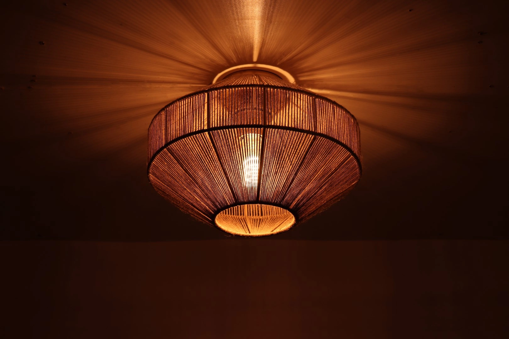 Touwlamp plafondlamp naturel - zwart - diameter 31cm 44933 PL