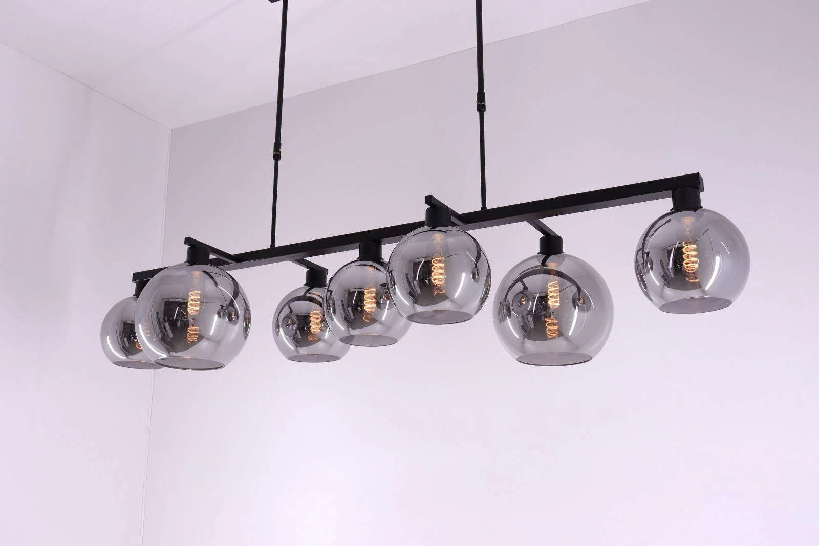 Hanglamp 7 lichts aan frame (#alleen af te halen#) - smoke rookglas - 140cm 50165