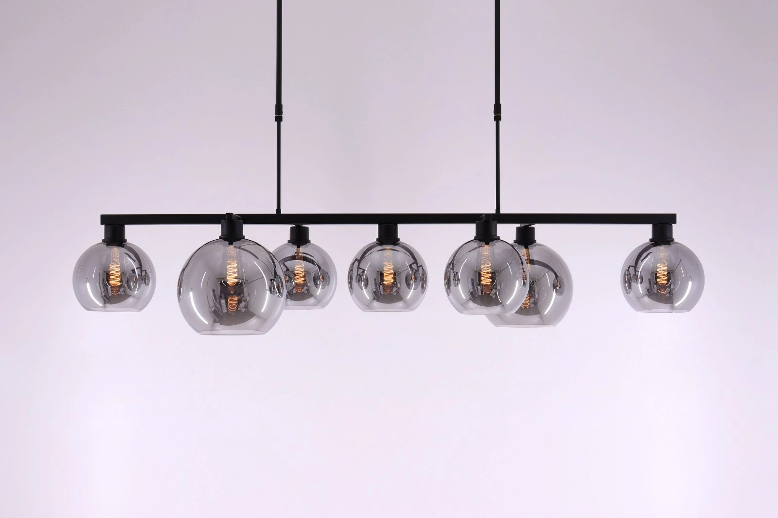 Hanglamp 7 lichts aan frame (#alleen af te halen#) - smoke rookglas - 140cm 50165