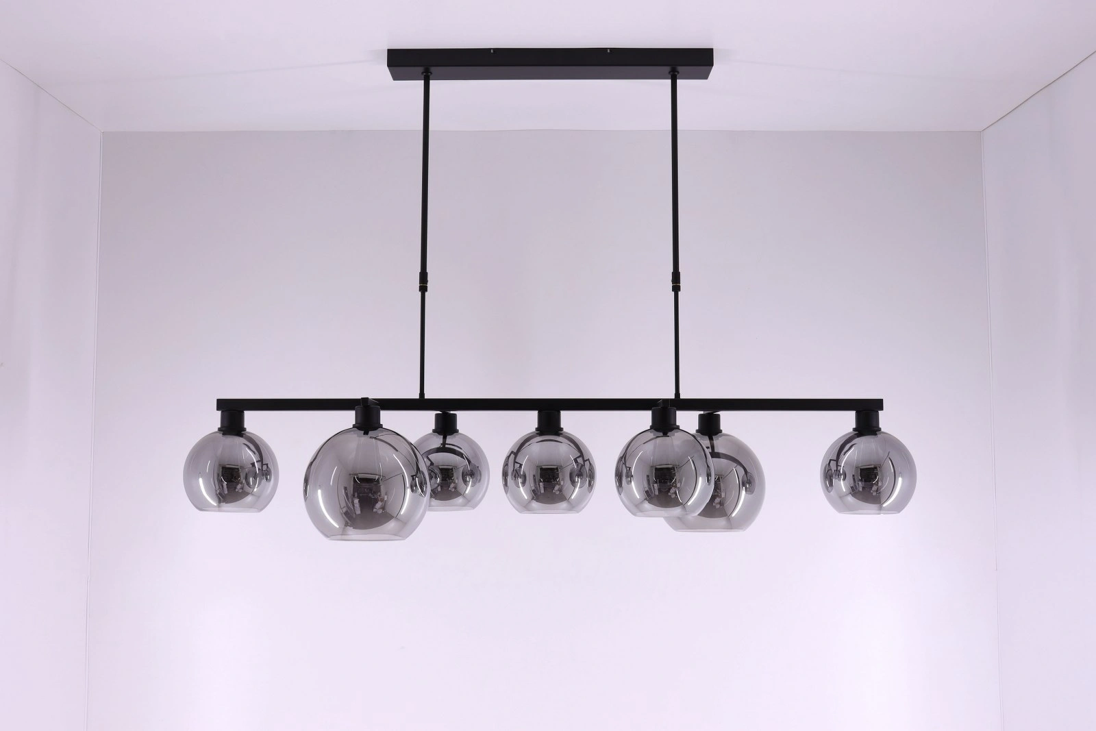 Hanglamp 7 lichts aan frame (#alleen af te halen#) - smoke rookglas - 140cm 50165