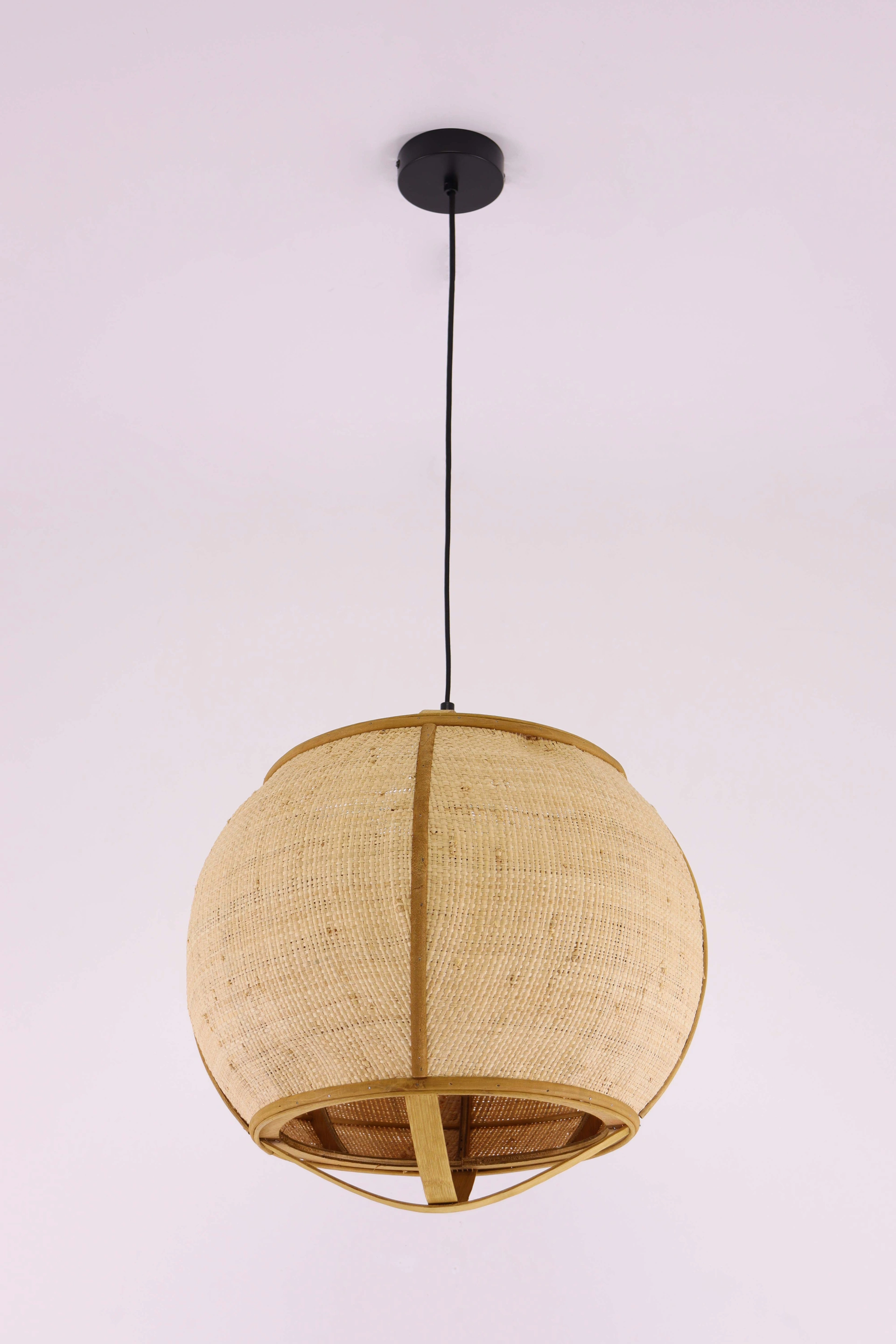 Hanglamp licht rotan met houten frame – naturel Ø41 cm 46468