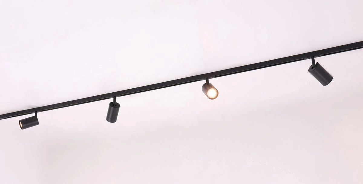 FLAT Designline railverlichting 4 meter met 6 spots zwart, GU10, SMART geschikt, compleet railsysteem 50181
