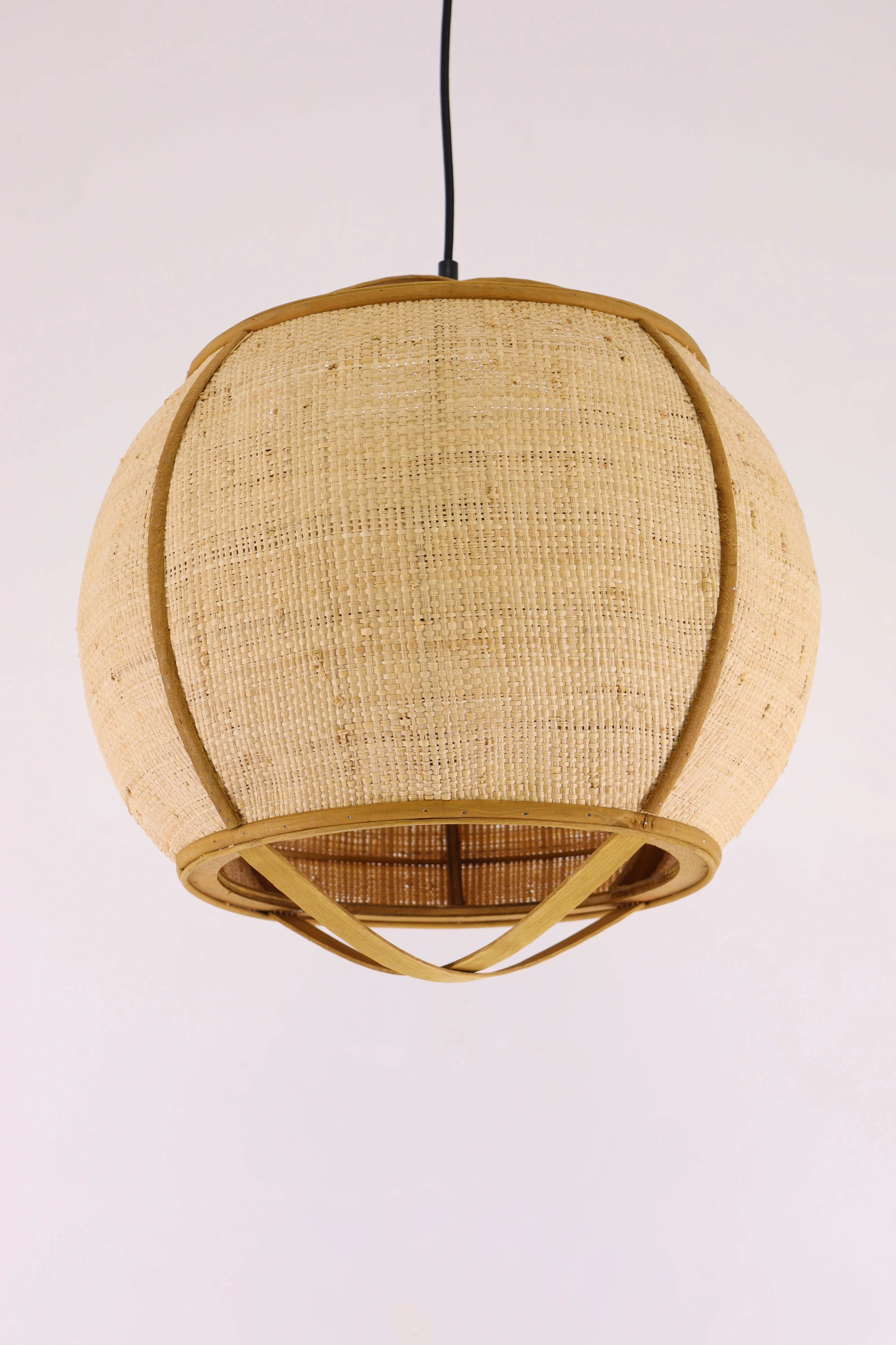 Hanglamp licht rotan met houten frame – naturel Ø41 cm 46468